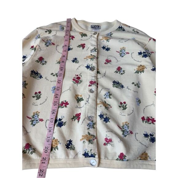 Vintage C2W Cotton To Wear Buttery Yellow Spring Floral Cardigan - Picture 7 of 9